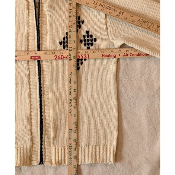 Pilgrim Spotswear Vintage 60s Men's Cream knit Wool Cowichan Style Zip Sweater S - Picture 8 of 15